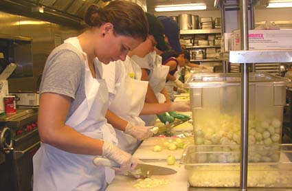 Chopping onions at the DC Central Kitchen